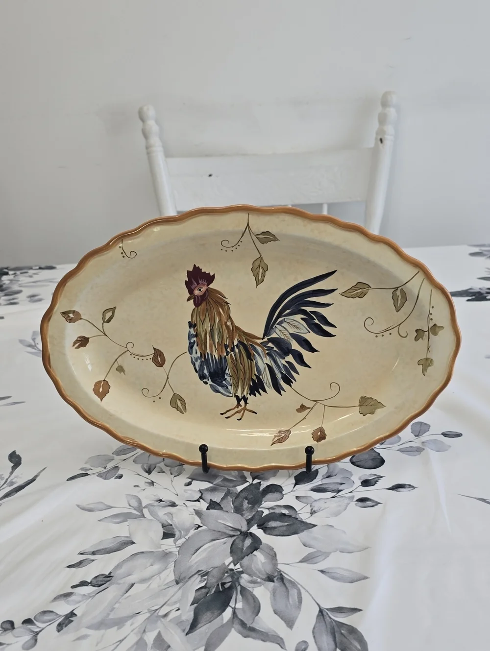 Whole Home Canterbury Rooster Oval Platter Ceramic 13.75